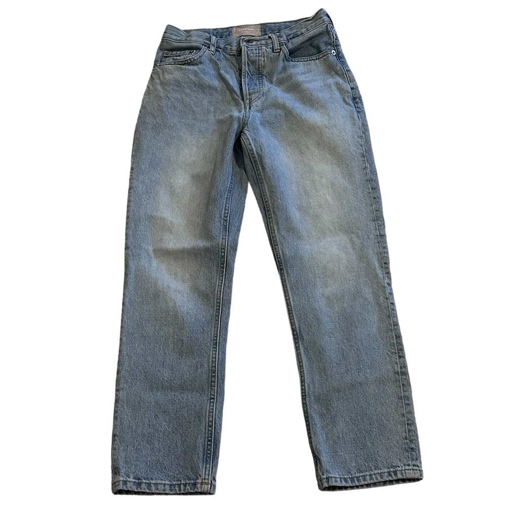 Everlane The Cheeky High Rise‎ Crop Straight Leg Jeans Light Blue Wash Size 25